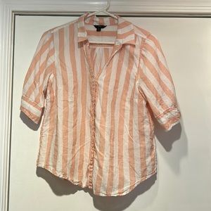 J. Crew size small salmon pink + white striped shirt